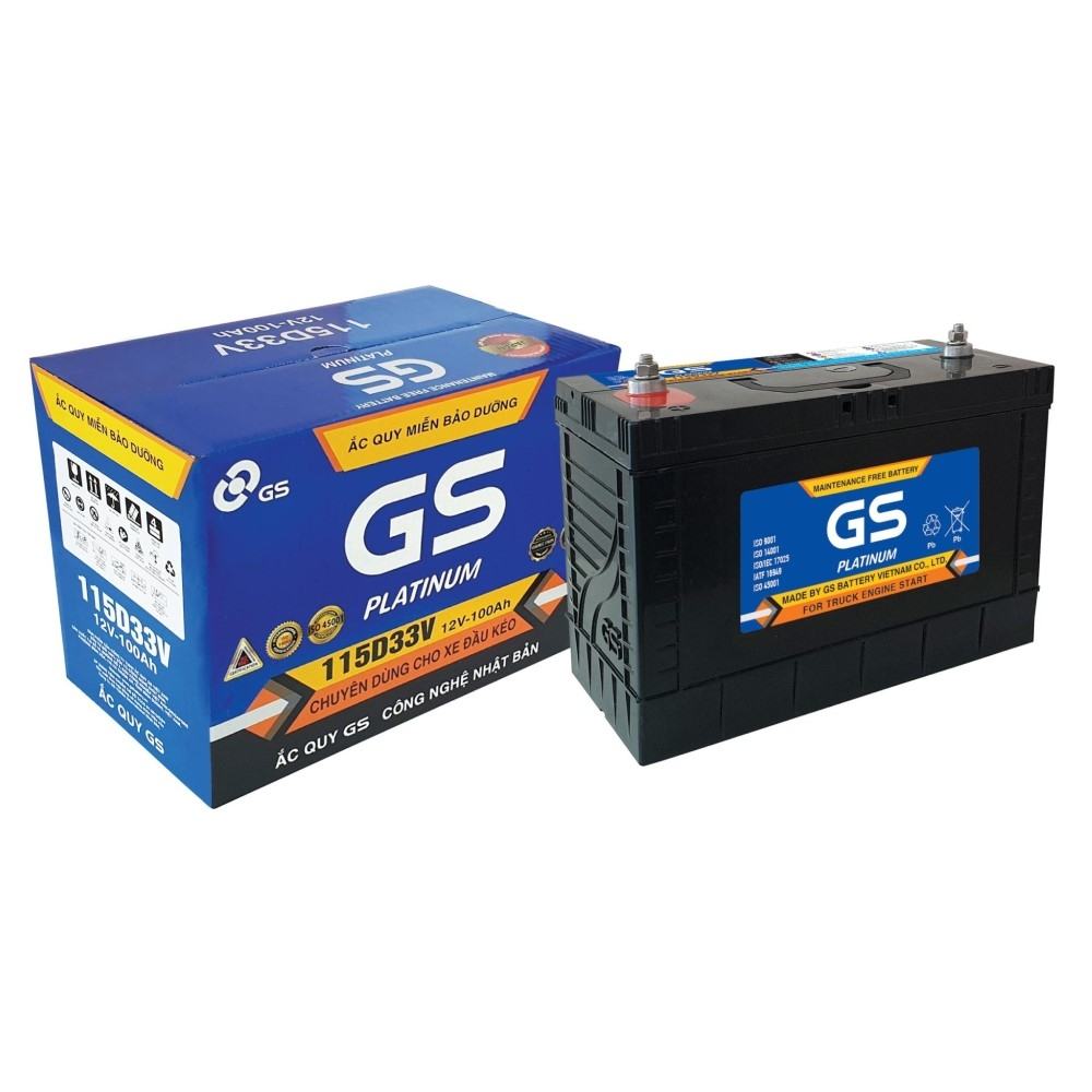 Ắc quy GS 12V 100AH 115D33V MF cọc vít